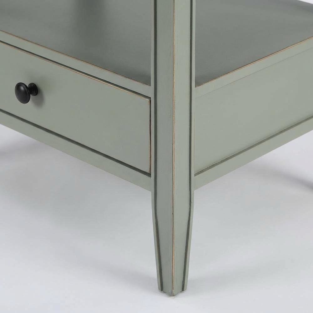 Antique Grey Storage Nightstand with Spacious Drawer and Modern Design