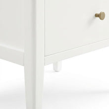 White Bedroom Nightstand, Gold Hardware, Casual, Farmhouse, Transitional Style