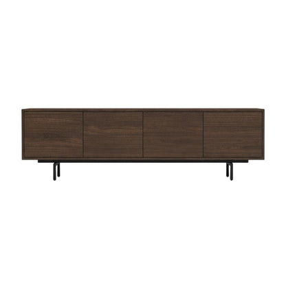 Industrial brown laminate TV console with four doors in engineered wood