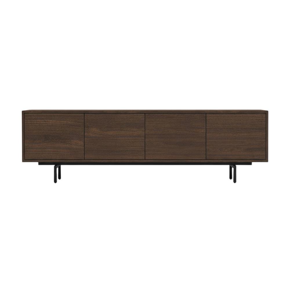 Industrial brown laminate TV console with four doors in engineered wood