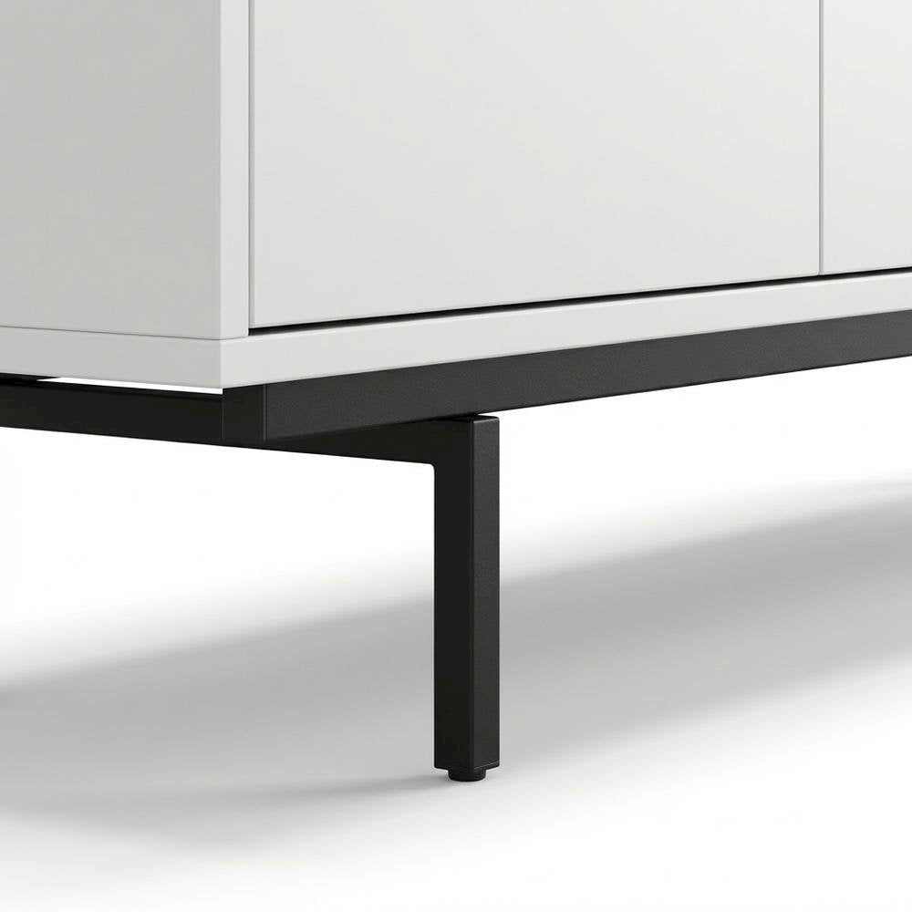 White Laminate TV Console with 3 Doors in Modern and Industrial Styles