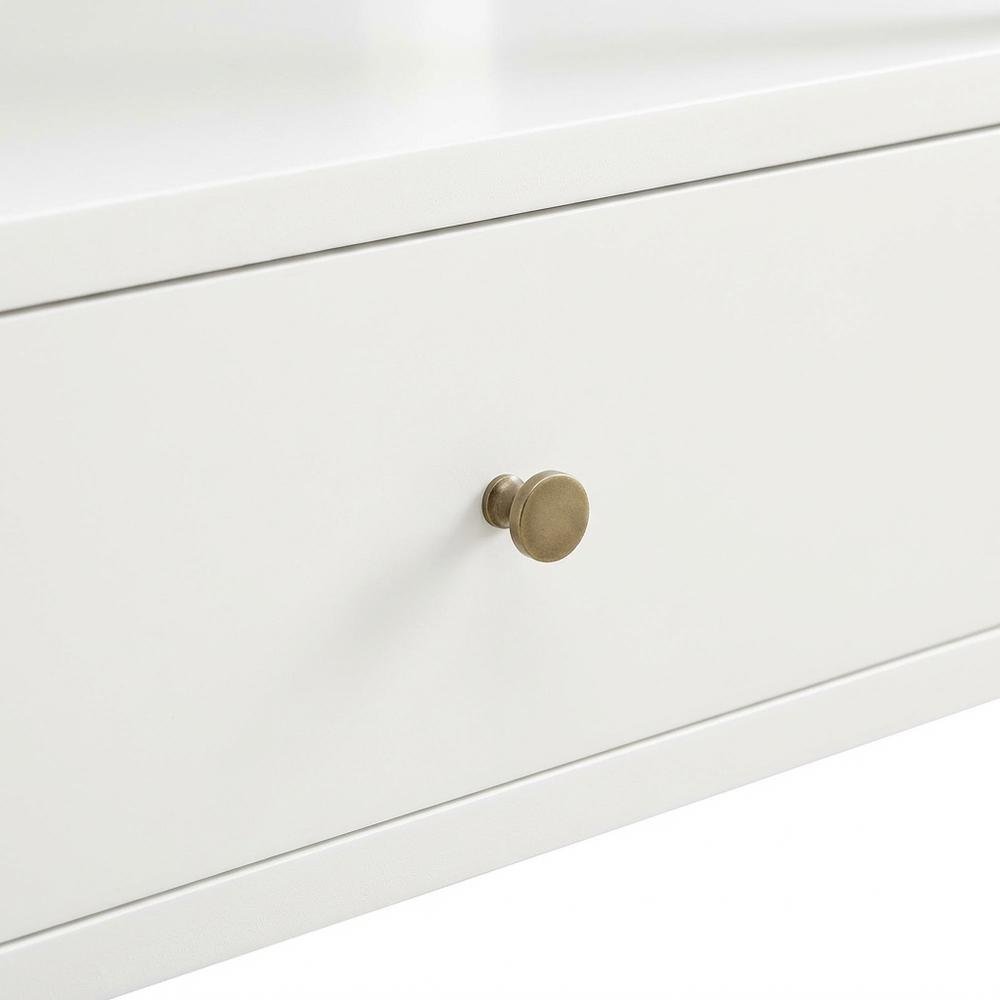 White Bedroom Nightstand, Gold Hardware, Casual, Farmhouse, Transitional Style
