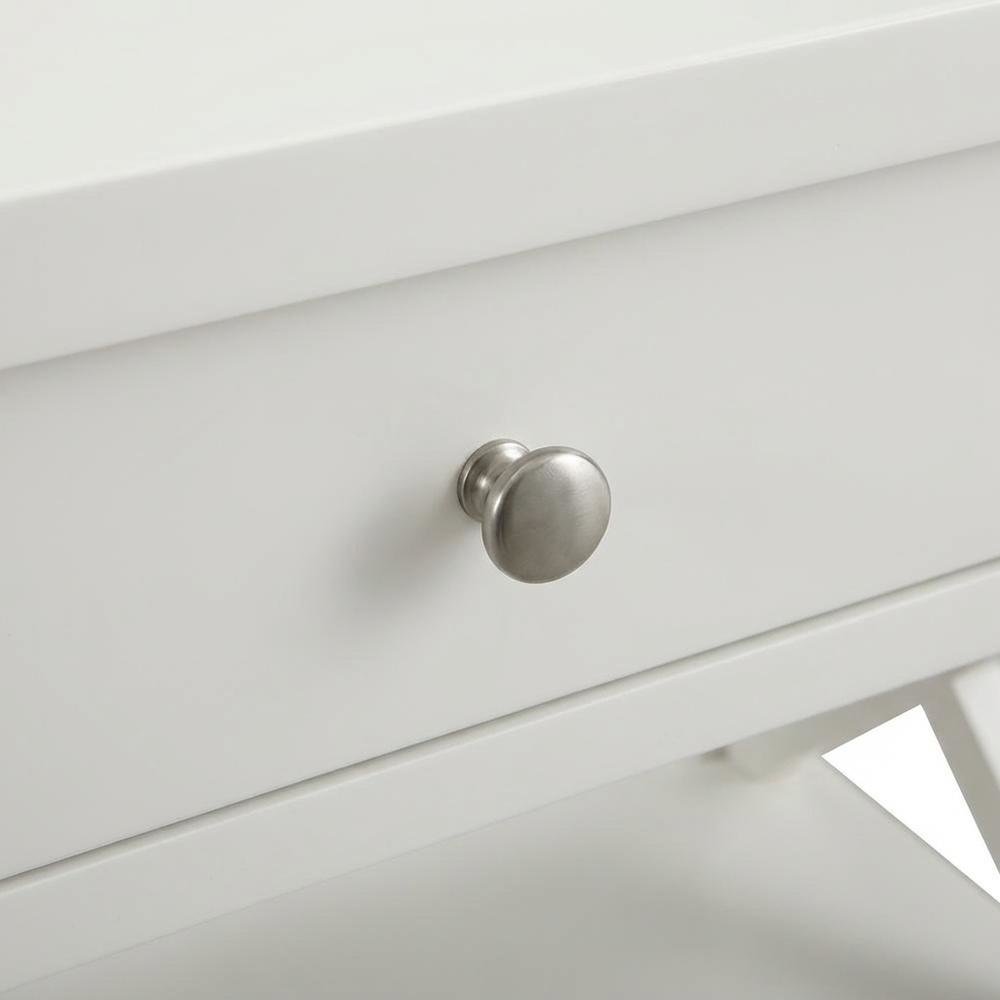 White Nightstand with Hardwood Solids and Mdf for Bedroom Storage