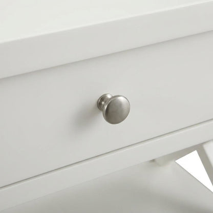White Nightstand with Hardwood Solids and Mdf for Bedroom Storage