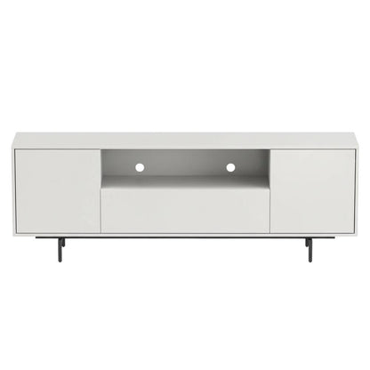 White Laminate TV Console with 3 Doors in Modern Industrial Style