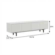 White Laminate TV Stand with 4 Doors and Modern Design