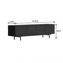 Black Laminate TV Console with 4 Doors in Modern and Industrial Style