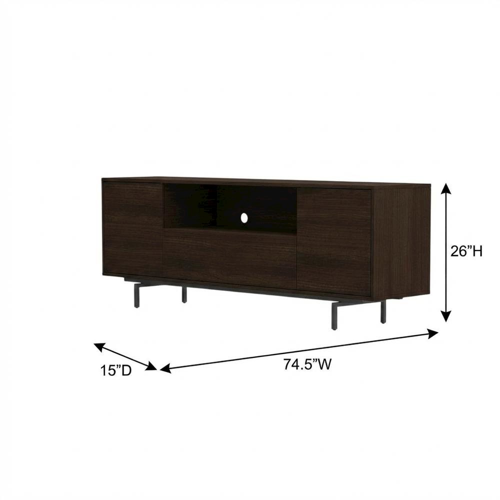 Walnut Laminate TV Console in Brown with Modern Design and Engineered Wood