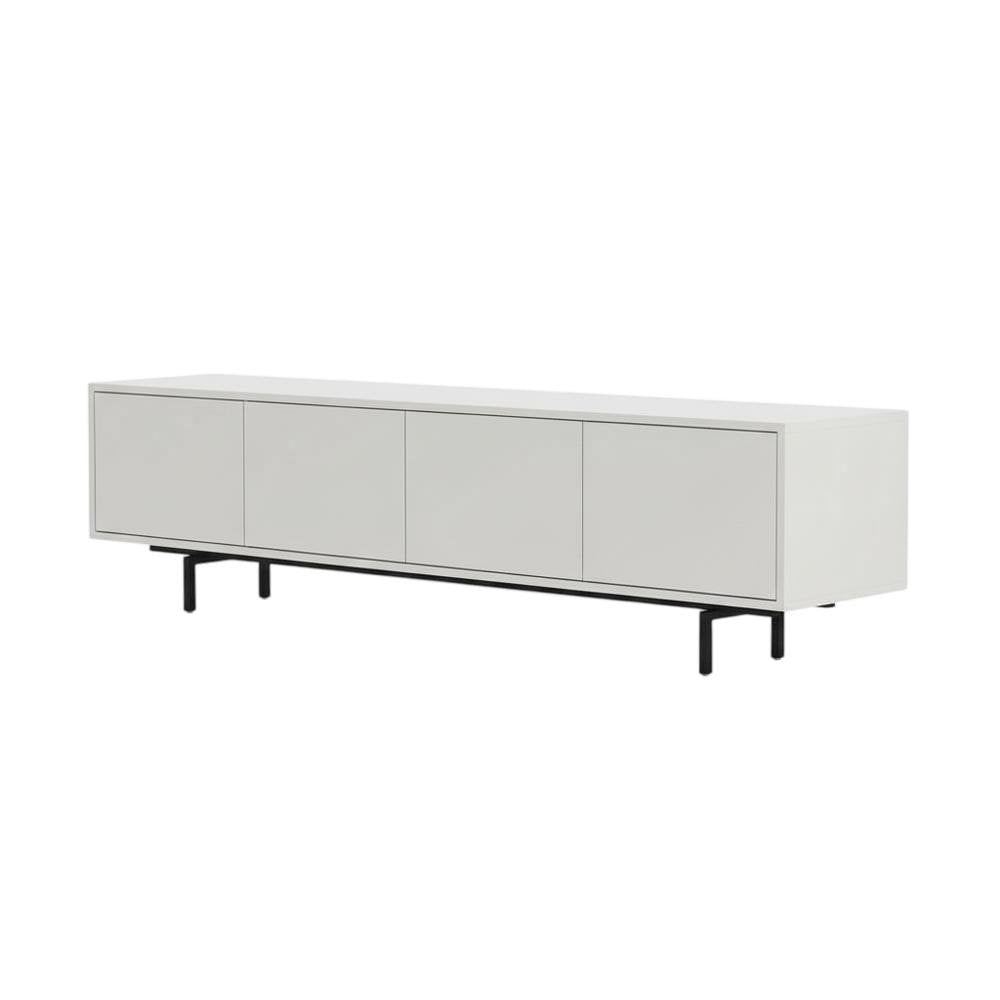 White Laminate TV Stand with 4 Doors and Modern Design