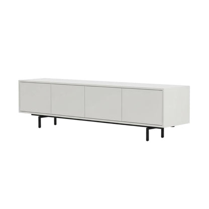 White Laminate TV Stand with 4 Doors and Modern Design