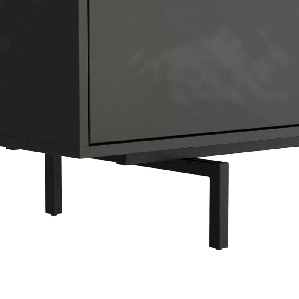 Black Laminate TV Console with Four Doors and Modern Style