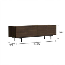 Industrial brown laminate TV console with four doors in engineered wood