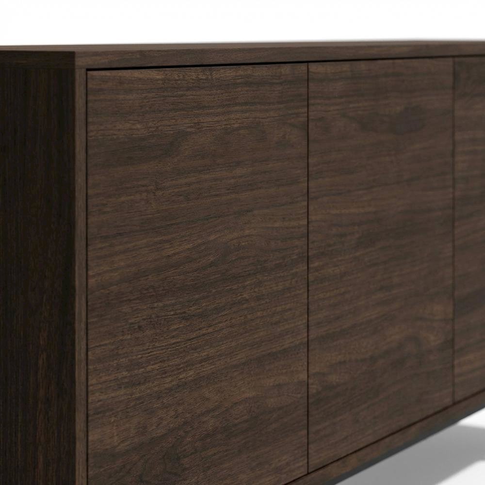 Wooden Walnut Finish TV Console with 4 Doors in Modern & Industrial Style
