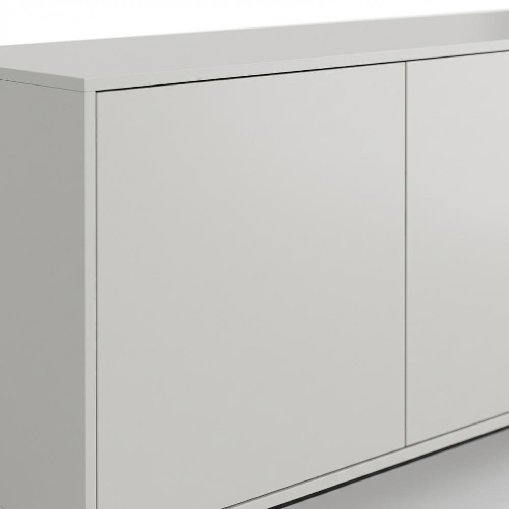 Modern White Laminate TV Console with 4 Doors in Engineered Wood