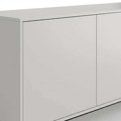 Modern White Laminate TV Console with 4 Doors in Engineered Wood