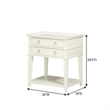 White Wooden Nightstand with 2 Drawers and Tray Top for Bedroom Decor