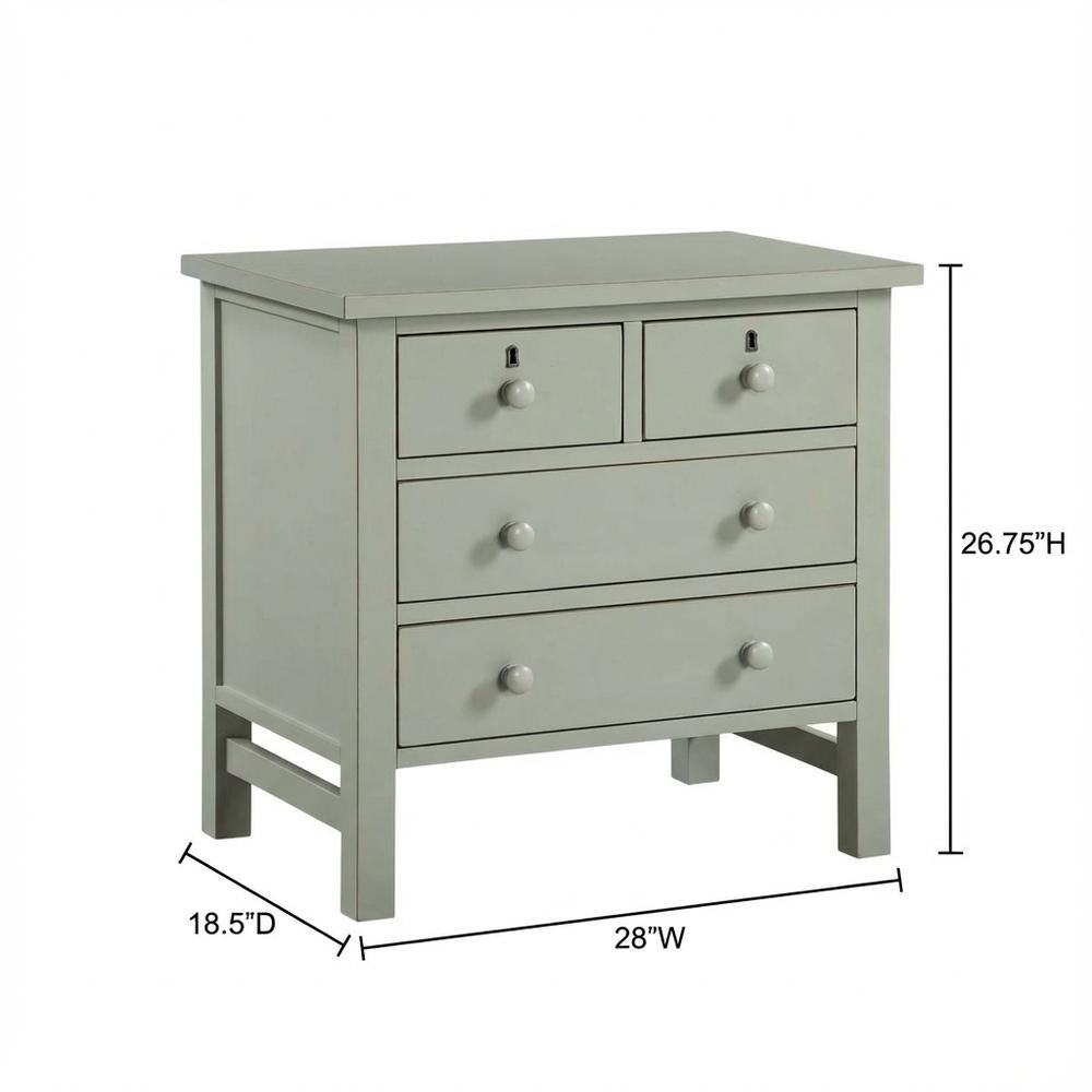 Antique Gray Nightstand with 4 Storage Drawers and Casual Style