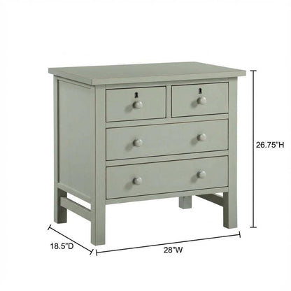 Antique Gray Nightstand with 4 Storage Drawers and Casual Style