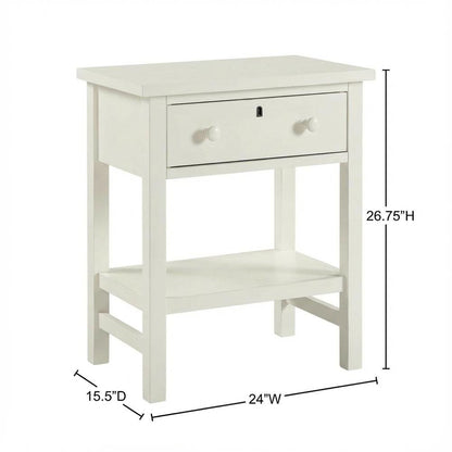 Antique White Nightstand with 1 Drawer and Casual Distressed Finish