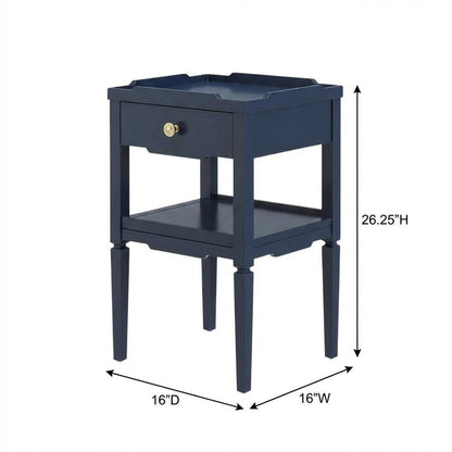 Midnight Blue Nightstand with Gold Hardware and Modern Style