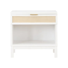 White Cane Bedroom Nightstand with 1 Drawer and Modern Design