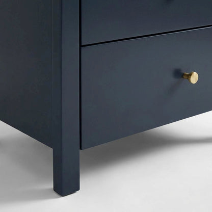 Midnight Blue Nightstand with Three Drawers and Casual Style