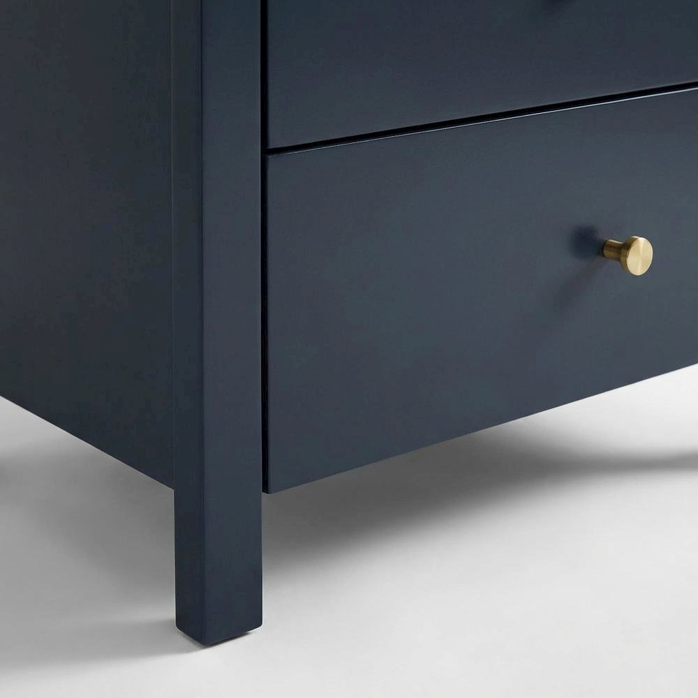 Midnight Blue Nightstand with Three Drawers and Casual Style