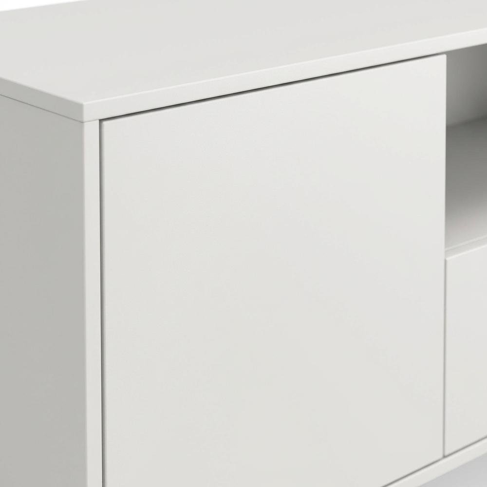 White Laminate TV Console with 3 Doors in Modern Industrial Style