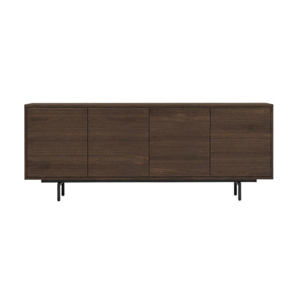 Wooden Walnut Finish TV Console with 4 Doors in Modern & Industrial Style