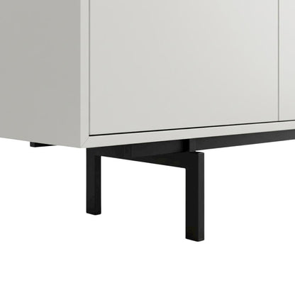 Modern White Laminate TV Console with 4 Doors in Engineered Wood
