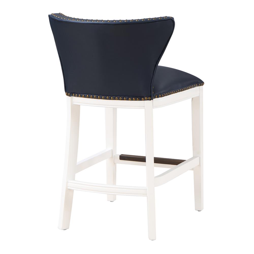 Marco Midnight Blue Faux Leather and White Wood Counter Stool