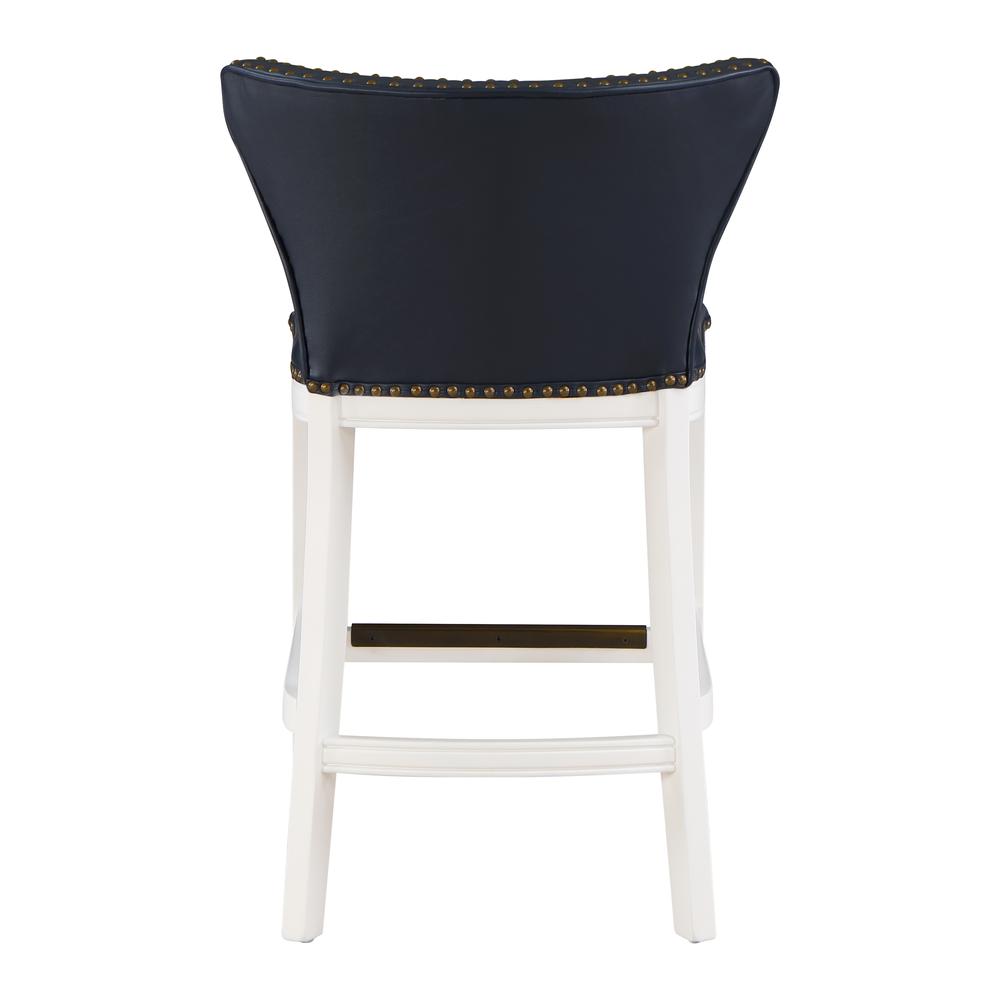 Marco Midnight Blue Faux Leather and White Wood Counter Stool
