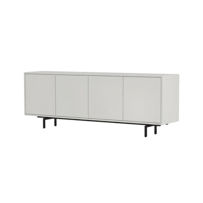 Modern White Laminate TV Console with 4 Doors in Engineered Wood