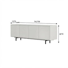 Modern White Laminate TV Console with 4 Doors in Engineered Wood