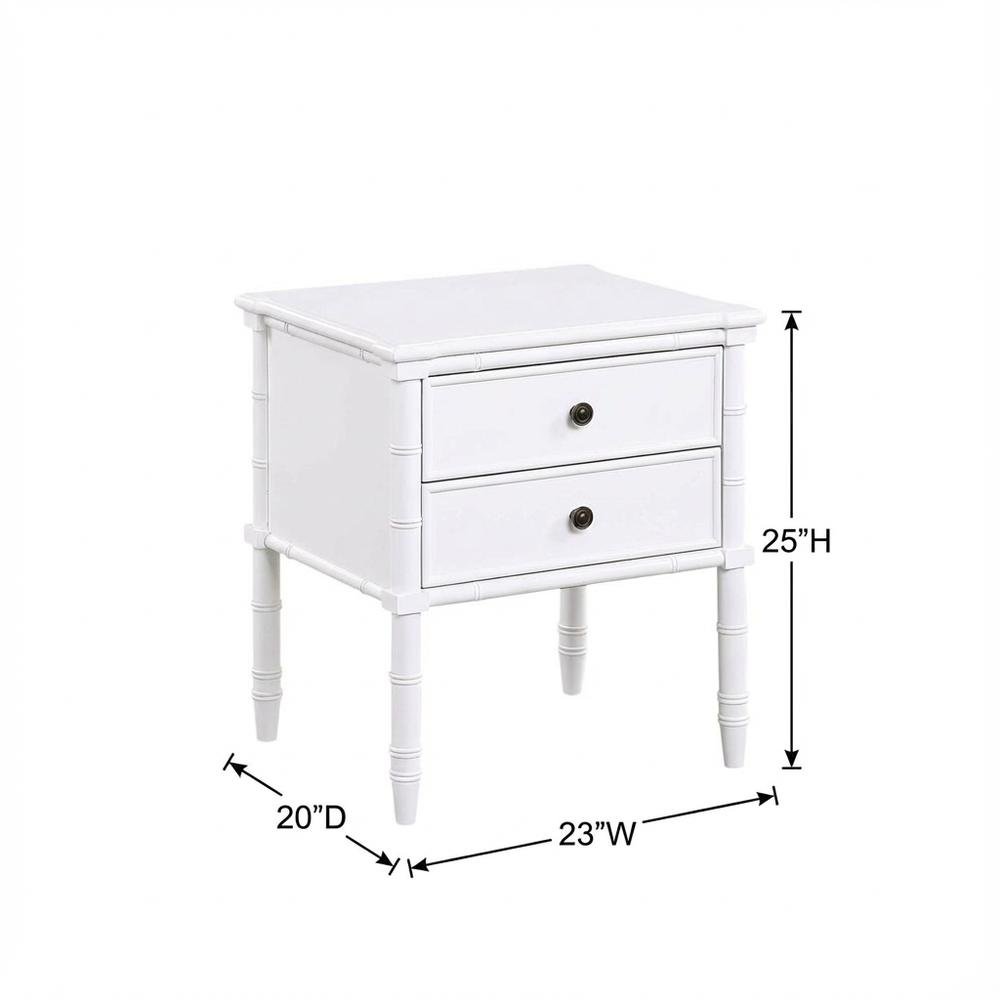 White Nightstand with Two Drawers and Modern Design