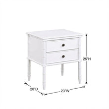 White Nightstand with Two Drawers and Modern Design