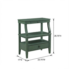 Vintage Green Storage Nightstand with Poplar Solids and Plywood Storage Space
