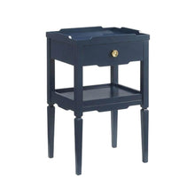 Midnight Blue Nightstand with Gold Hardware and Modern Style