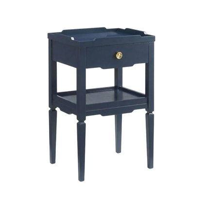 Midnight Blue Nightstand with Gold Hardware and Modern Style