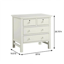 Antique White Nightstand with 4 Drawers and Faux Keyhole Accents