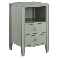 Antique Gray Nightstand with Hardware and 2 Drawers for Storage