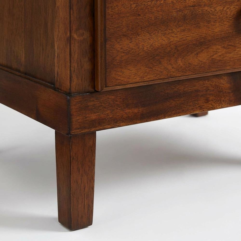 Brown Nightstand with 3 Drawers and Contemporary Design