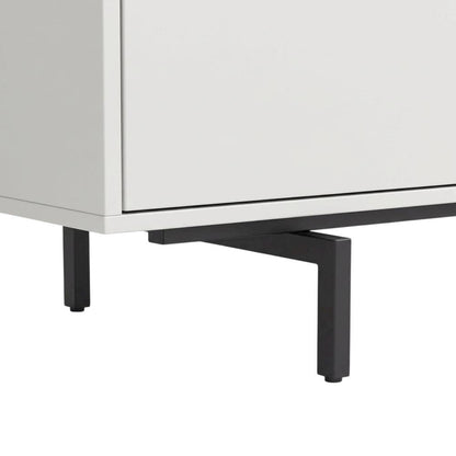 White Laminate TV Console with 3 Doors in Modern Industrial Style