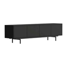 Black Laminate TV Console with 4 Doors in Modern and Industrial Style