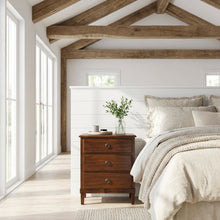 Brown Nightstand with 3 Drawers and Contemporary Design