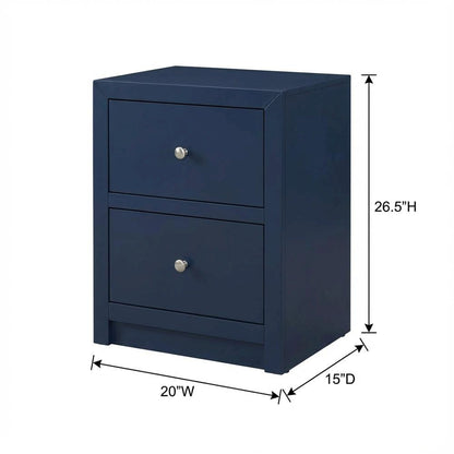 Midnight Blue Nightstand with Gold Hardware, Casual Farmhouse Style