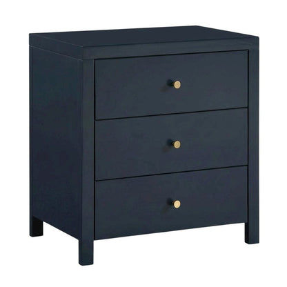Midnight Blue Nightstand with Three Drawers and Casual Style