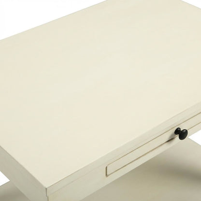 Antique White Storage Nightstand with Spacious Top and Classic Design