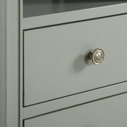 Antique Gray Nightstand with Hardware and 2 Drawers for Storage