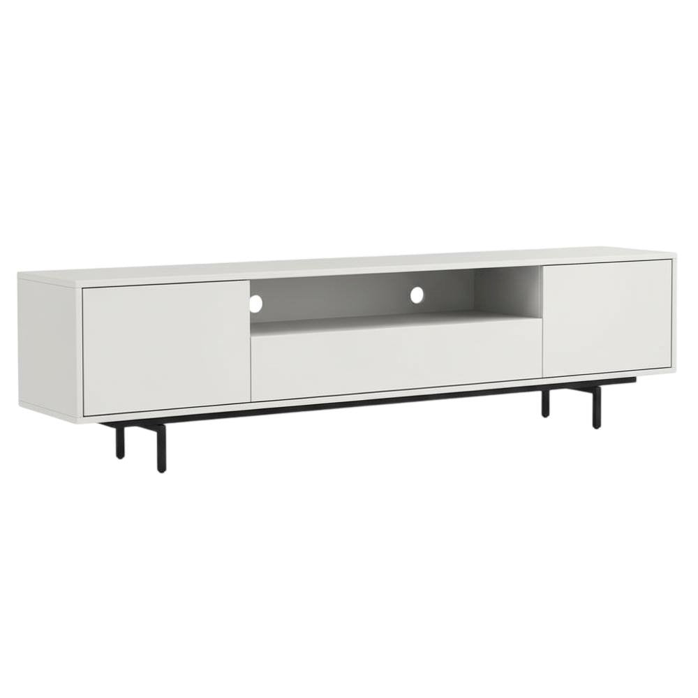 White Laminate TV Console with 3 Doors in Modern and Industrial Styles